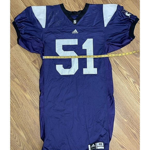Adidas Northwestern Wildcats 51 Game Jersey Size 48 Signed By Coach Fitzgerald - Picture 8 of 8